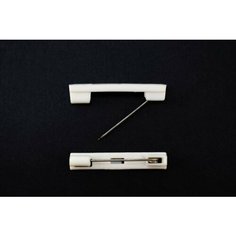 Основа для броши 31х6мм, цвет белый/платина, пластик/железо, 18-054, 10шт Мелодия бисера