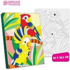 Картина по номерам «Попугаи» 20х28,5 см Школа талантов