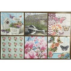 Салфетки для декупажа бумажные трехслойные (декупажная карта) 33х33 см цветы и сад №35 Нет бренда