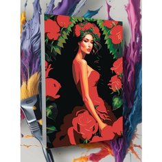 Картина по номерам Девушка Девушка и Розы Цветы Круто красим