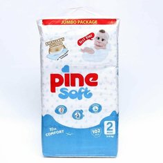 Подгузники детские Pine Soft 2 Mini 3 - 6 kg, 102 шт Denco Store