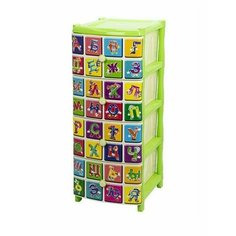 Комод пластиковый с ящиками 39х49х98 см. Elfplast "Алфавит", пластмассовый комод, комод с ящиками, комод 4 ящика