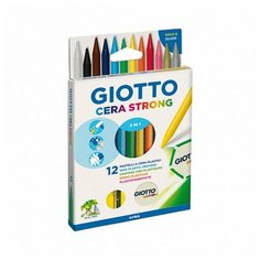 Набор мелков восковых цветных Giotto Cera Strong, ластик, точилка, картонная коробка Набор