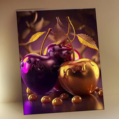 Картина по номерам в виде открытки с поталью (15х20) Бомбические вишни (15 цветов) KH1182P Флюид Free Fly