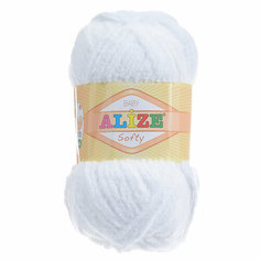 "Белый объемный плюш" - пряжа Alize Softy, 5 мотков, 250 гр