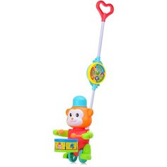 Каталка "Обезъянка с барабаном" на батарейках, в сетке КНР