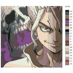 Картина по номерам W-775 "Аниме доктор Стоун. Сенку Ишигами" 80х80 Brushes Paints