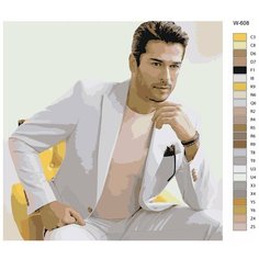 Картина по номерам W-608 "Турецкий актёр - Бурак Озчивит" 40x40 Brushes Paints