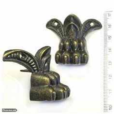 Ножка для шкатулки Лапа Львиная 0010772 бронзовый цвет 40х40х34 мм, цена за 1 шт. Поделки.рф