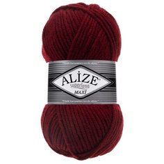 Пряжа Alize Superlana Maxi, 25 % шерсть, 75 % акрил, 100 г, 100 м, 5 шт., 057 бордовый