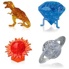 Игрушки для детей Сборная модель комплект новогодний из 4х штук Идеи подарков ребенку Новый год Динозавр, Кристал, Шар Солнце, Сатурн Iq Toy
