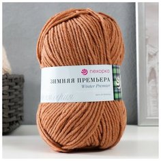 Пряжа "Зимняя премьера" 50%меринос. шерсть, 50% акрил объёмный 150м/100гр (1002-Карамель), 1шт Пехорка