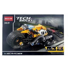 Детский конструктор 6+. Гоночная машинка STUNT BIKE с инерционным механизмом - 140 деталей Tech Bricks