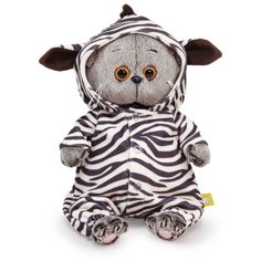 Мягкая игрушка Basik&Co Басик BABY в комбинезоне Зебра, 20 см, черно-белый Budi Basa