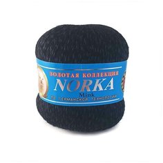 Пряжа NORKA col.029, черный/джинс меланж (48% пух норки, 52% козий пух, 350 м./50 гр.) Color City