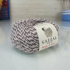 Пряжа GAZZAL ROCK N ROLL (Gazzal), серебро/черный меланж - 13954, 9% шерсть, 70% полиамид, 21% акрил, 10 мотков, 50 г, 115 м.