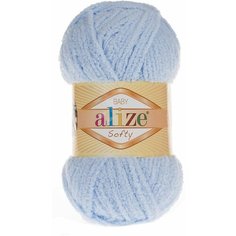 Пряжа для вязания ALIZE SOFTY Ализе Софти: 183 (светло-голубой), 2 шт, 115 м, 50 г, 100% микрополиэстер