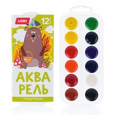 Краски акварельные для рисования, 12 цветов, FUNNY FRIENDS Lori