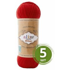 Пряжа Alize Superwash Artisan (Ализе Супервош Артизан) - 5 мотков, Красный (56), 75% шерсть супервош, 25% полиамид, 420м/100г