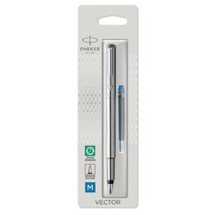 Ручка перьевая Parker VECTOR STAINLESS STEEL CT, средняя 1.0мм, блистер 1870805