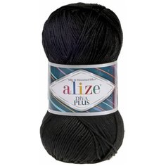 Пряжа Alize Diva Plus, 100 % акрил, 100 г, 220 м, 5 шт., 60 черный