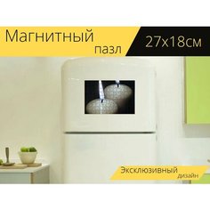 Магнитный пазл "Свечи, пламя, пламя свечи" на холодильник 27 x 18 см. Lots Prints