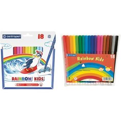 Фломастеры Centropen "Rainbow Kids", 18цв, трехгранные, смываемые, ПВХ - 3 шт.