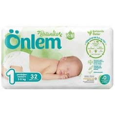 Onlem Подгузники детские Newborn Botanika Jumbo, размер 1, 2-5 кг, 32 шт, для новорожденных