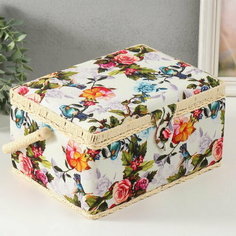 Шкатулка для рукоделия "Птицы в розовом саду" 19х26х14.5 см Сима ленд