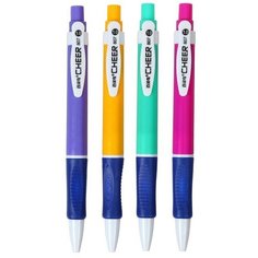 Ручка шариковая автоматическая 1,0мм, синяя, корпус микс с резиновым держателем Noname