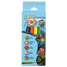 Фломастеры Koh-I-Noor "Owls", 06цв, трехгранные, смываемые, картон, европодвес, 3 штуки