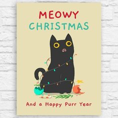 Картина по номерам на холсте новый год рождеством (котики, поздравление, милота) - 12891 40х30 Бруталити