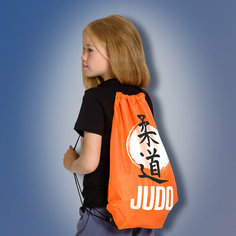 Сумка мешок для тех кто любит дзюдо с надписью JUDO и изображением иероглифов, оранжевого цвета