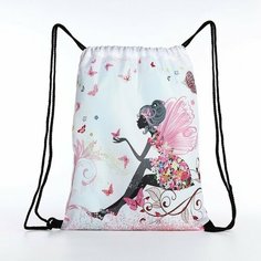 Мешок для обуви Девушка с крыльями, 32*0,5*40 см, отд на шнурке, розовый 9824418 Сима ленд