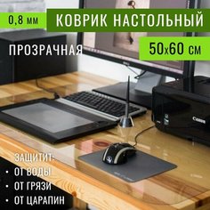 Коврик защитный для стола 50х60см, толщина 0,8мм, глянцевый Max&Home