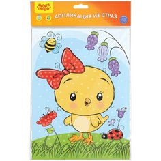 Аппликация из страз Мульти-Пульти "Цыпленок", 21*29,5см, с раскраской, европодвес, 2 штуки