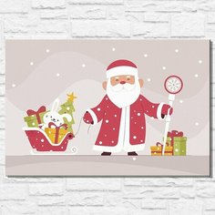 Картина по номерам на холсте новый год рождество (для детей, дед мороз, санта, подарки) - 13108 40х60 Бруталити