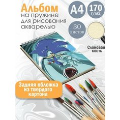 Альбом планшет для рисования акварелью мультфильм Соник Альбомы