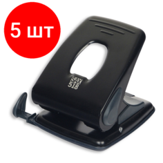 Комплект 5 штук, Дырокол SAX 518 до 40л, металл, с лин, черный-