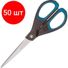 Комплект 50 штук, Ножницы Maped ESSENTIALS SOFT 170мм, прорез. симметричн ручки, черн/син,468210