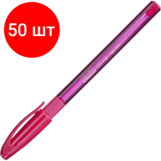 Комплект 50 штук, Ручка шариковая неавтомат. Attache Glide TrioGrip0.5, масл, син, манж, ас