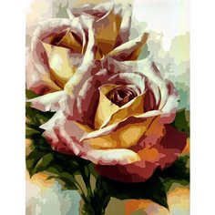 Картина по номерам 40х50 Paintboy натюрморт, букет пионов в вазе, розы, полевые цветы, сирень, герберы, бабочка.