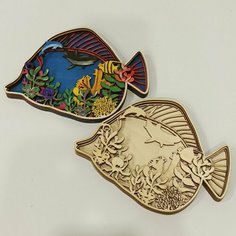 Набор для творчества "Рыбка"- 3д раскраска для взрослых и детей, деревянная многослойная из фанеры. Нет бренда
