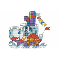 Набор для вышивания крестом Искусница Пароходик, 10*11см