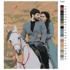 Картина по номерам W-644 "Турецкий сериал - ветренный. Акын Акынёзю - Миран и Эбру Шаxин - Рейян" 80x100 Brushes Paints