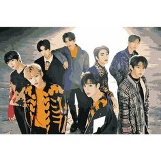Картина по номерам на холсте с подрамником Живопись по номерам "Stray Kids Стрей Кидс: Группа 4", Раскраска 40x60 см, Знаменитости