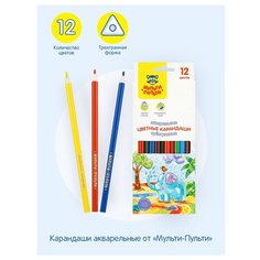 Мульти-Пульти акварельные трехгранные цветные карандаши Невероятные приключения, 12 цветов, СР_41149 разноцветный