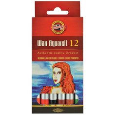 Карандаши цветные пастельные KOH-I-NOOR "Wax aquarell", 12 цветов, акварельные, восковые, картонная коробка, 8282012003KS