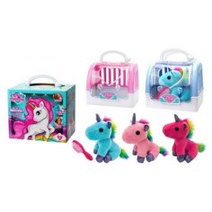 Игрушка мягкая в переноске. Единорог в переноске с расческой Junfa Toys