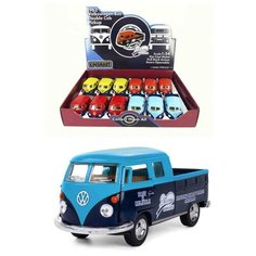 Металлическая машинка Kinsmart 1:34 1963 Volkswagen Bus Double Cab Pickup (Delivery) KT5396D инерционная / Голубой